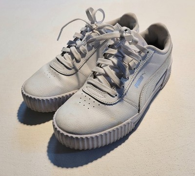 Puma Women's US 8.5 Carina White Leather Sneakers #370325-02