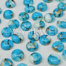  WHOLESALE ICE BLUE DAHLIA COPPER TURQUOISE CABOCHON ROUND SHAPE LOOSE GEMSTONE