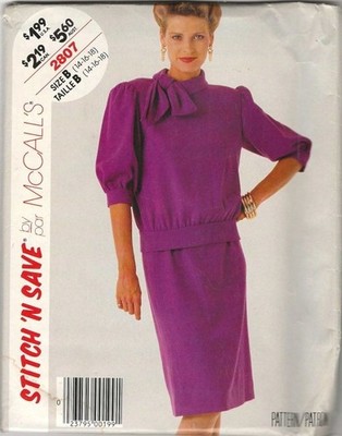 Pattern McCall's Women's Sewing Misses' Tops & Skirt Sizes 14-18 Vintage 80s NEW
