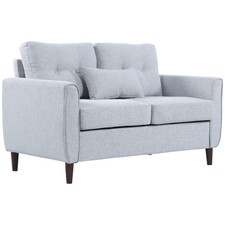 2 Seat Sofa Double Sofa Loveseat Fabric Wooden Legs Tufted Design for Living Roo