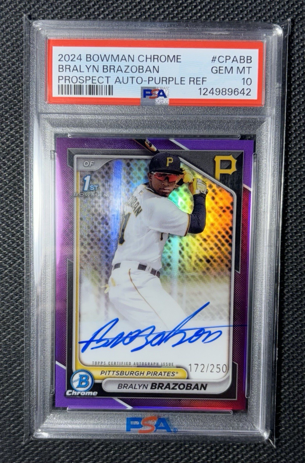 2024 Bowman Chrome Bralyn Brazoban 1st Purple Refractor Auto /250 #CPA-BB Psa 10