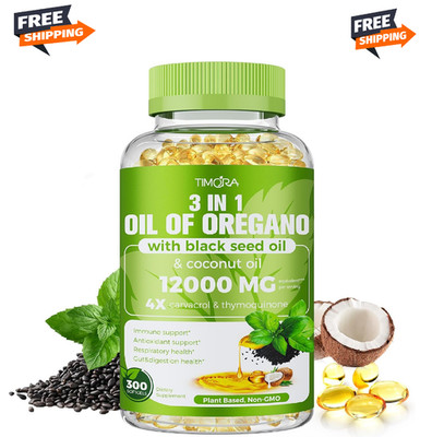 TIMORA 40:1 Oil of Oregano Softgels with Black Seed & Coconut Oil, 300 Count | 3