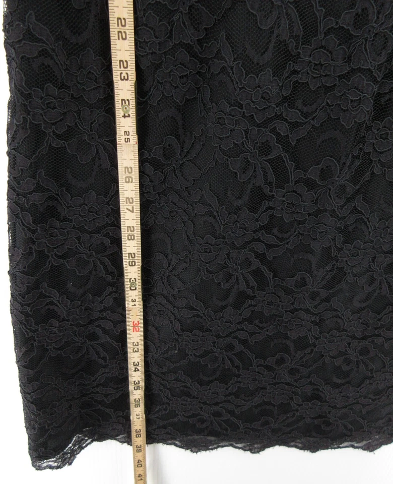 VINTAGE Laura Ashley Dress Women 14 Black Sheath Lace Floral Cottagecore Party * - Image 4 of 4