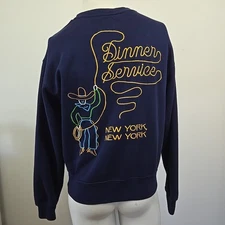 Dinner Service NY Cowboy Crewneck Sweatshirt Embroidered Chain Stitch Size Small