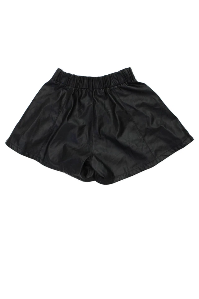 Pantalones Cortos Monnalisa Niños Niñas Imitación Cuero Plisado Frontal Negros Talla 10 Foto 2 de 4