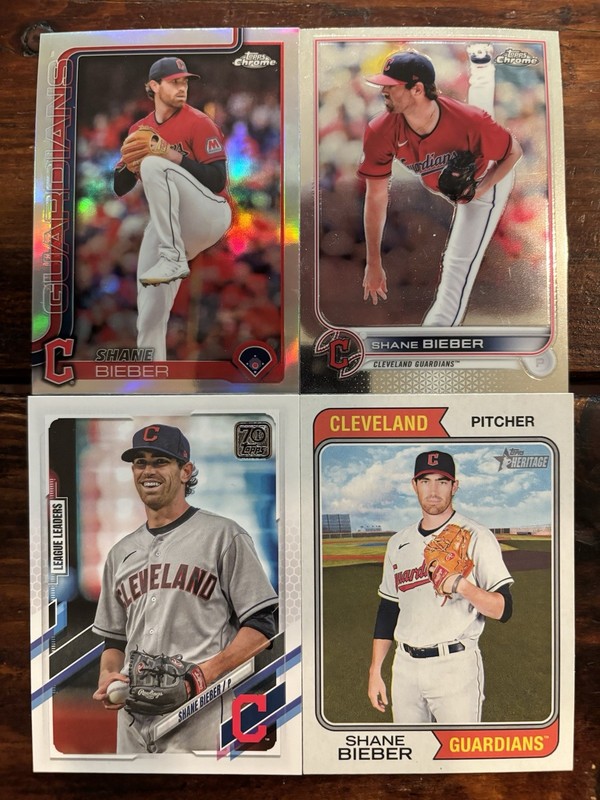 Shane Bieber 4 Card LOT! Refractor / League Leaders - Cleveland Guardians