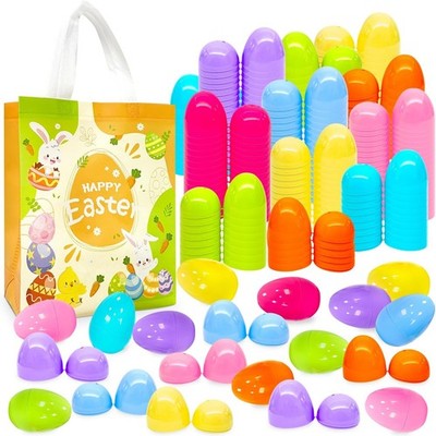 48Pcs 3.15inch Colorful Easter Plastic Eggs for Kids Egg Hunt Basket Bag Empty S