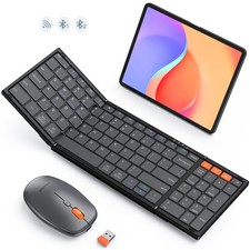 Foldable Keyboard and Mouse, Folding Portable Wireless Keyboard Mouse, Full S...