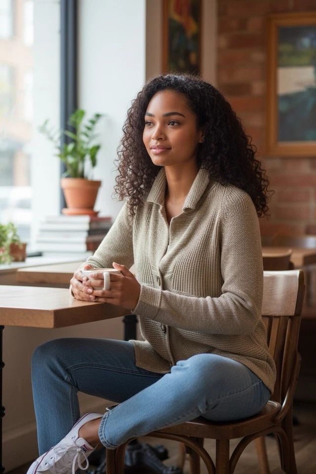 Suéter cárdigan para mujer Jason Maxwell color tostado con botones talla M Foto 2 de 4