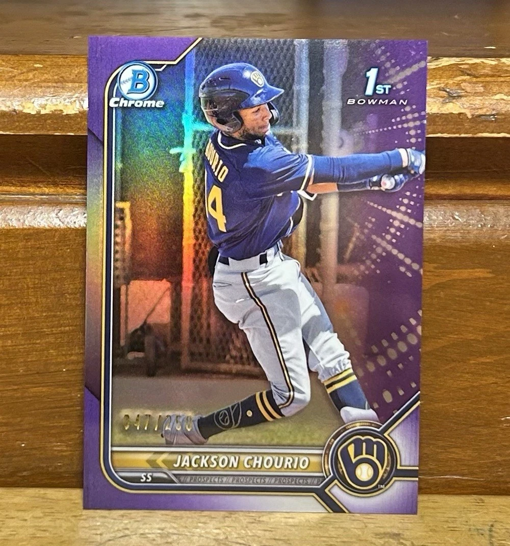 2022 Bowman Chrome Prospects Jackson Chourio #BCP-79 Purple 1st Refractor /250