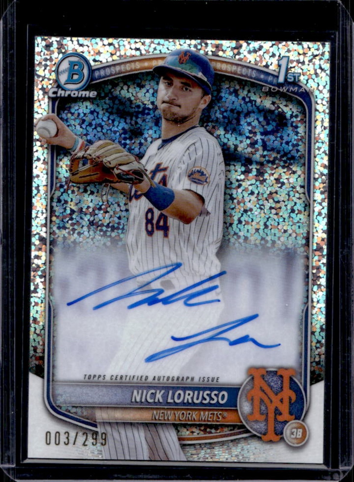 2025 Bowman Chrome Nick Lorusso Auto Speckle Refractor 1st Prospect #/299 Mets