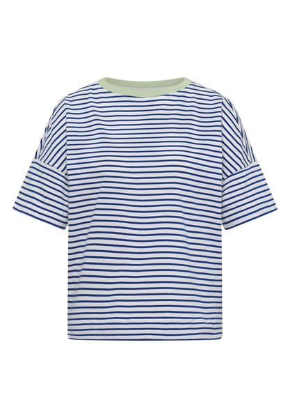 Cecil T-Shirt Streifen Kontrastdetail Deep River Blue GrößE S Baumwolle-image