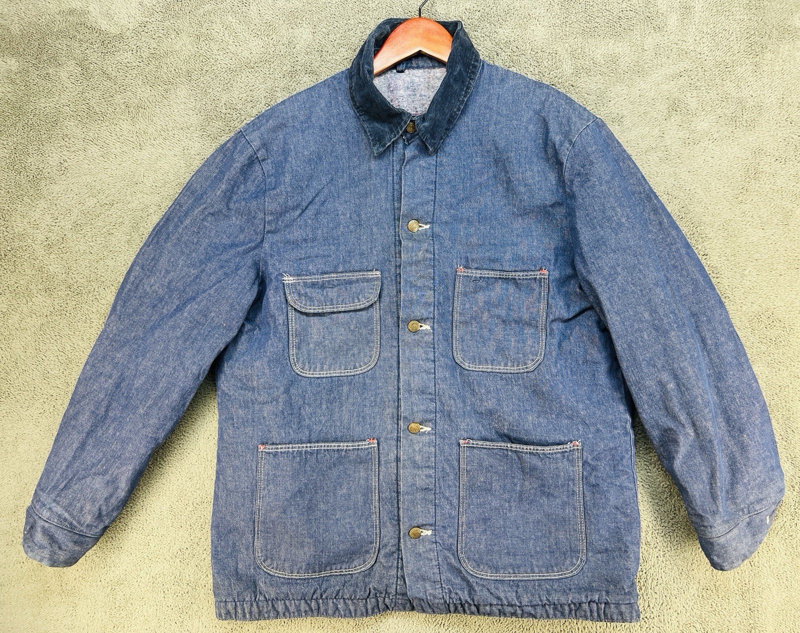 VTG Blue Bell Denim Jacket 42 Sanforized 60s Barn Chore Work Coat Blanket Lined