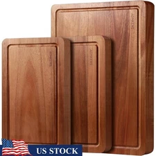 Acacia Wood Cutting Board Set Reversible Serving Tray Durable Charcuterie Board