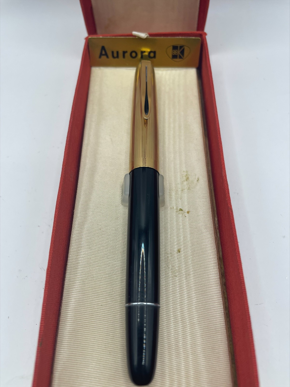Penna Stilografica Vintage Aurora 88K Anni Cappuccio Placcato Oro con scatola NB