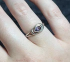Vintage 925 Sterling Silver Pear Amethyst Bezel Band Ring Size 6