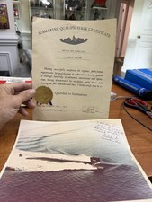 Original World War submarine Photo and certificate signed Commander 