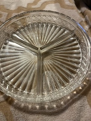 Vintage Mikasa Heavy Three Section Glass Serving  Dish