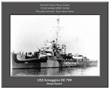 USS Scroggins DE 799 Personalized Canvas Ship Photo Print Navy Veteran Gift