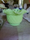Vintage Fenton Basket Weave Bowl, Uranium Early Piece Satin Custard