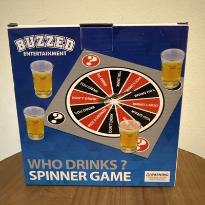 Who Drinks? Spinner Game party fun Buzzed Entertainment includes 4 shot glasses