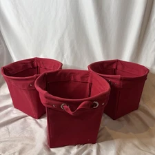 3 Pottery Barn Kids Canvas Storage Bucket Bins Baskets For Cubby Red