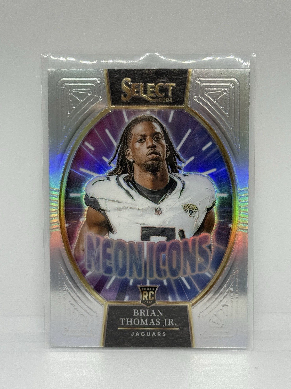 2024 Panini Select #17 Brian Thomas Jr. Neon Icons Silver Prizm Rookie Jaguars