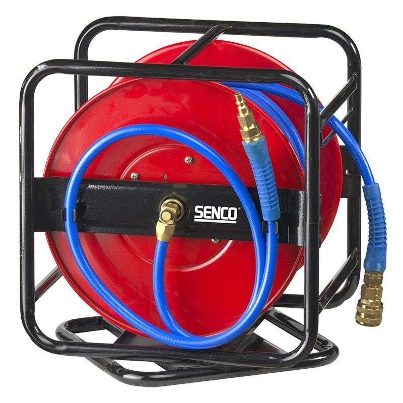 Enrouleur air comprimé SENCO 30m fixe pour alimenter vos outils de sablage et clouage