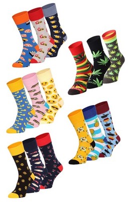 3 Paar Ladeheid Damen Herren Bunte Lustige Socken m. Motiv Druckfreiem Bund Lang