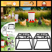 Heavy Duty Metal Chicken Feeder Waterer Stand - 2 Pcs, 4 Legs, Iron Support Rack