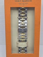 Tory Burch Reva Apple Watch Band Case Size 38/40/41mm Two Tone Steel TBS0068