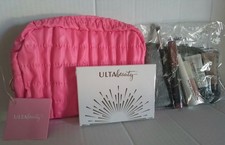 Ulta Beauty 9 pc Gift Set: 7 Makeup Items, 1 Pink Make up Bag, 1 Cloth. New
