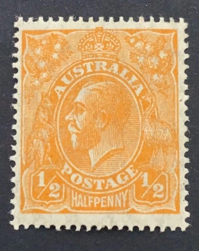 Australia 1926 KGV Small Multi wmk 1/2d Orange, P14 - Mint Hinged