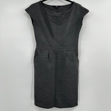 Quince Ultra-Stretch Ponte Cap Sleeve Sheath Dress Dark Grey Small Office Chic