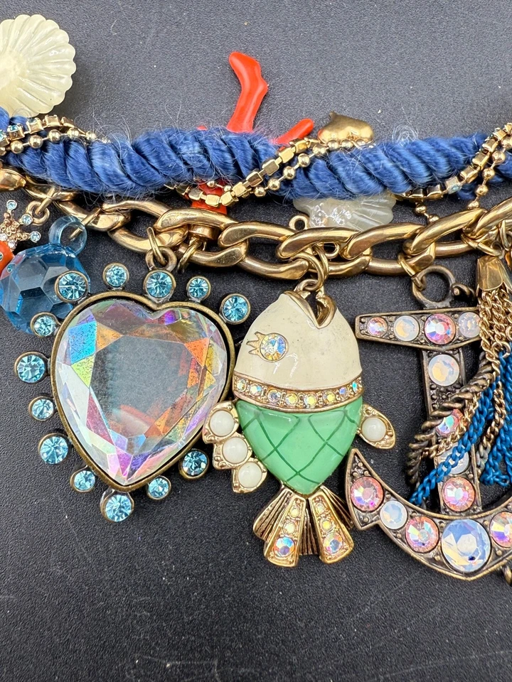 "Pulsera vintage Betsey Johnson con dije náutico pez caballito de mar 6,5""" Foto 4 de 4