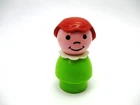 Vintage Fisher Price Little People Brown Hair Girl Lime Green 1.75" Figure
