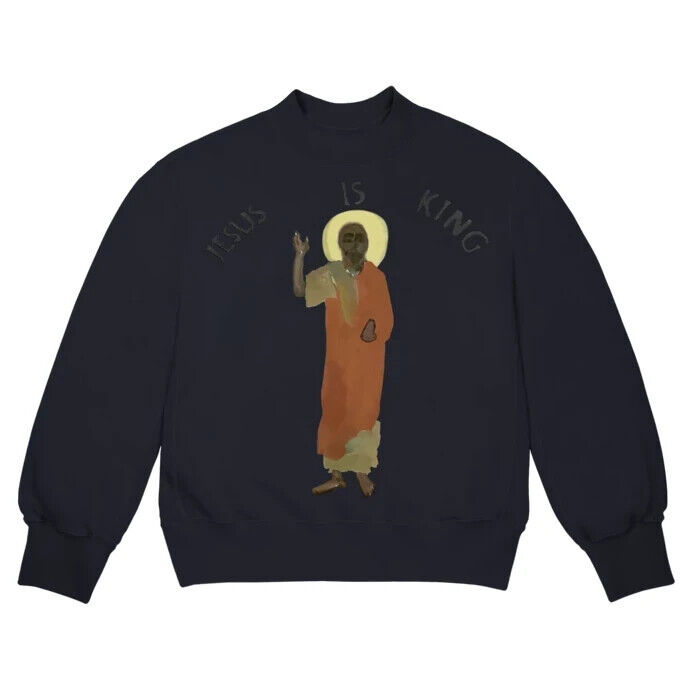 Kanye West Jesus is King JIK Crewneck Sweatshirt Navy Blue Kanye West Jesus is King JIK Crewneck Sweatshirt Navy Blue