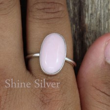 Natural Pink opal 925 Sterling Silver Anniversary Gift Ring Size US 6.75