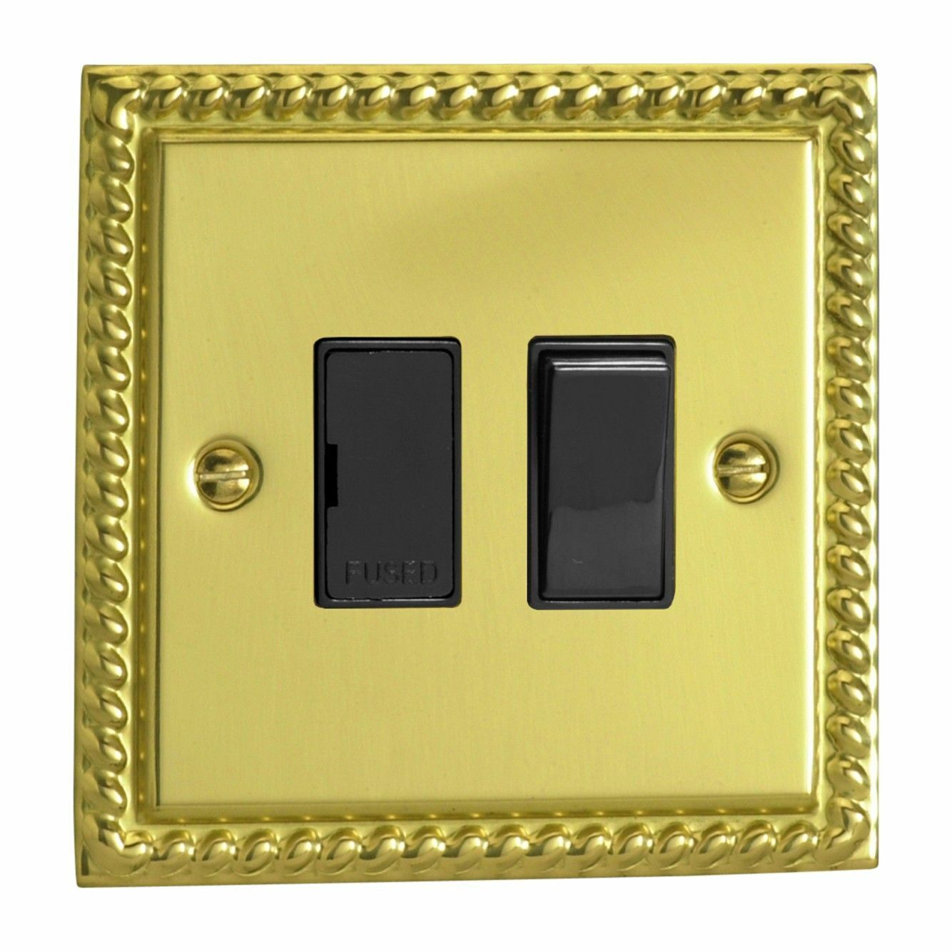 Varilight XG6B Georgian Polished Brass 1 Gang 13A Switched Fused Spur