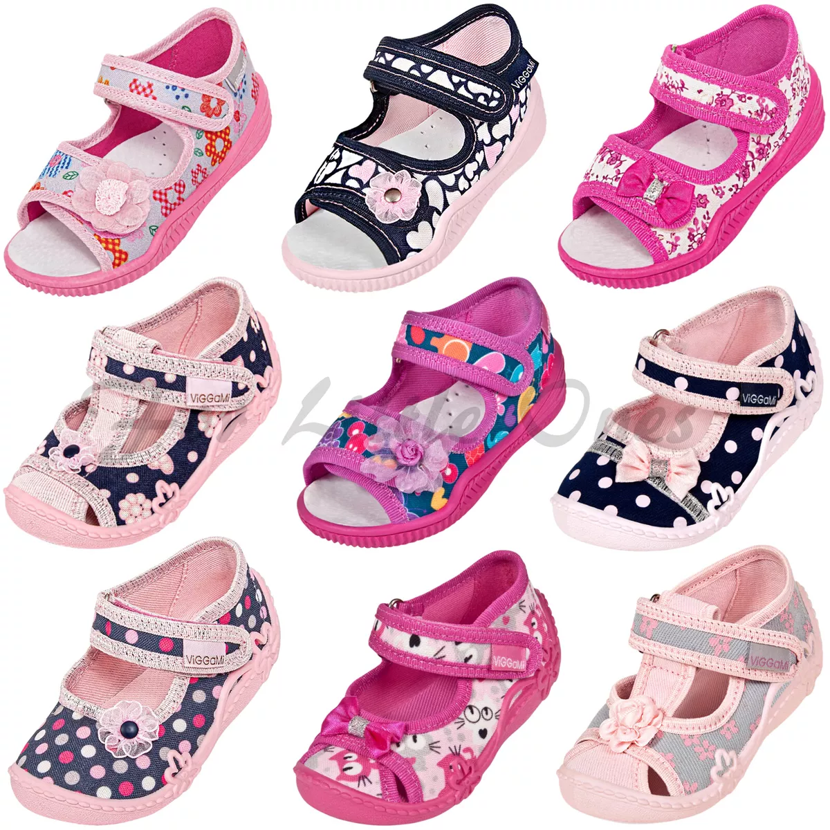 Girls canvas shoes slippers sandals trainers baby kids toddler UK 2.5 8 nursery