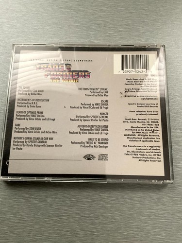 The Transformers The Movie Original Motion Picture Soundtrack CD 1986 - Picture 2 of 5