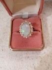 Vintage 1960's 14k Y G Large Apx. 6kt White Opal & 1.05cts Diamond Halo Ring — photo 2
