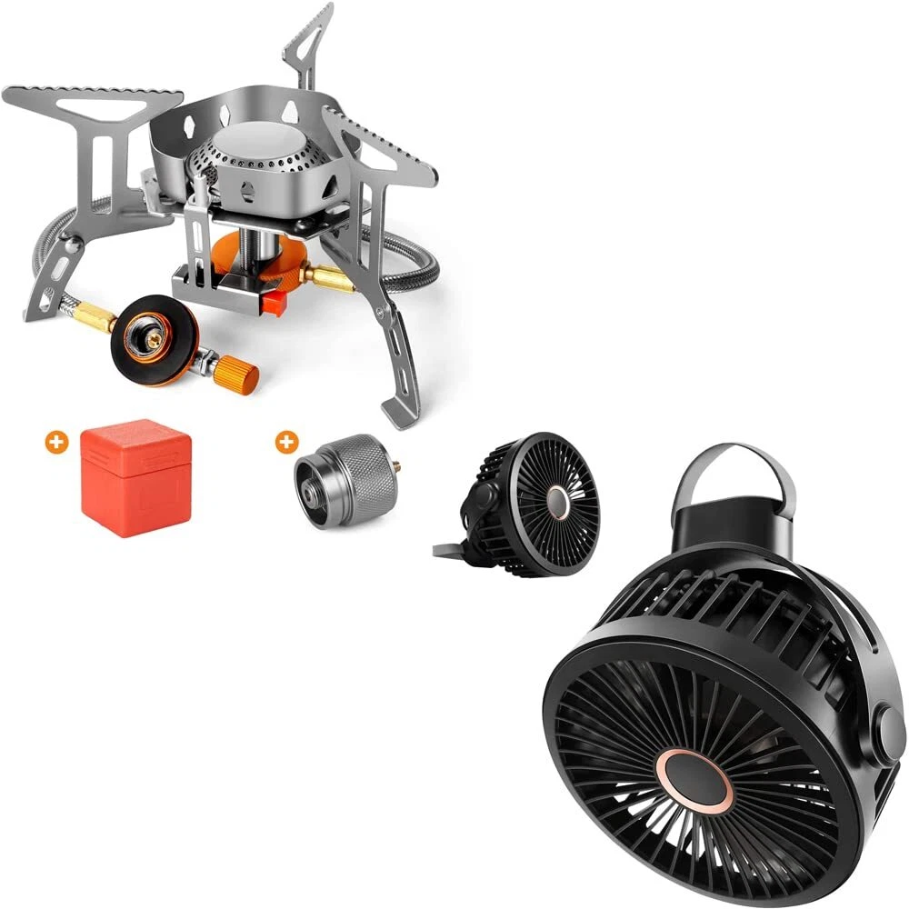 Odoland Bundle - 2 Items Windproof Camp Stove Camping Gas Stove with Fuel |  eBay