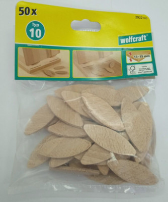 Wolfcraft 2922000 Holz 50Stk Flachdübel Verbindungspättchen 55 x 19 x 4 mm