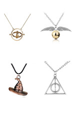 Harry Potter Necklace Set 3in1: Deathly Hallows, Time-Turner, Golden Snitch.