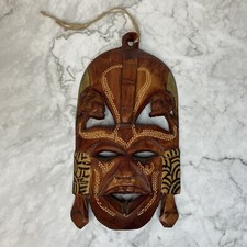 Tiki Wood Mask Decoration African Tribal Wall Handmade