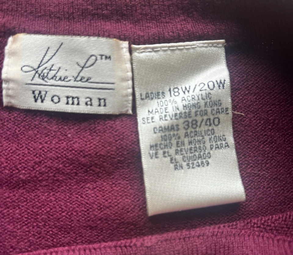 Suéter Pullover Kathie Lee Para Mujer XL Granate Cuello Redondo Manga Corta Informal Top Foto 2 de 4