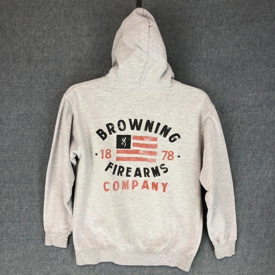 Sudadera con Capucha Browning Firearms S Pequeña Manga Larga Estampado Gráfico Logo Gris Para Hombre Foto 2 de 4