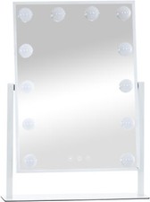 Specchio Trucco Con Luci A LED Yaren Cornice In Metallo Inclinabile Rettangolare