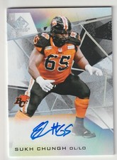 2021 CFL SP Game Used Sukh Chungh Autograph A-SC BC Lions U of C Dinos